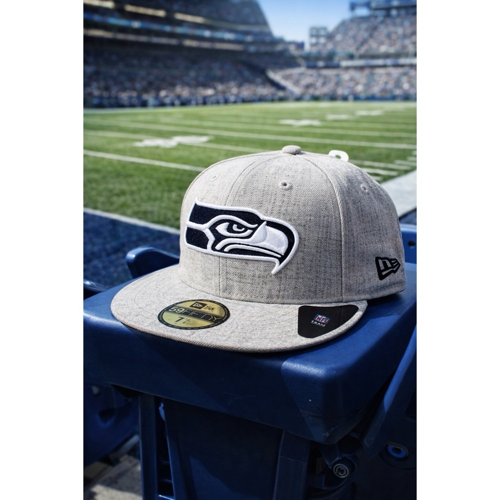 Seattle Seahawks New Era 59FIFTY Fitted Hat‎ 7 1/8 Heather Gray NFL Cap Stickers